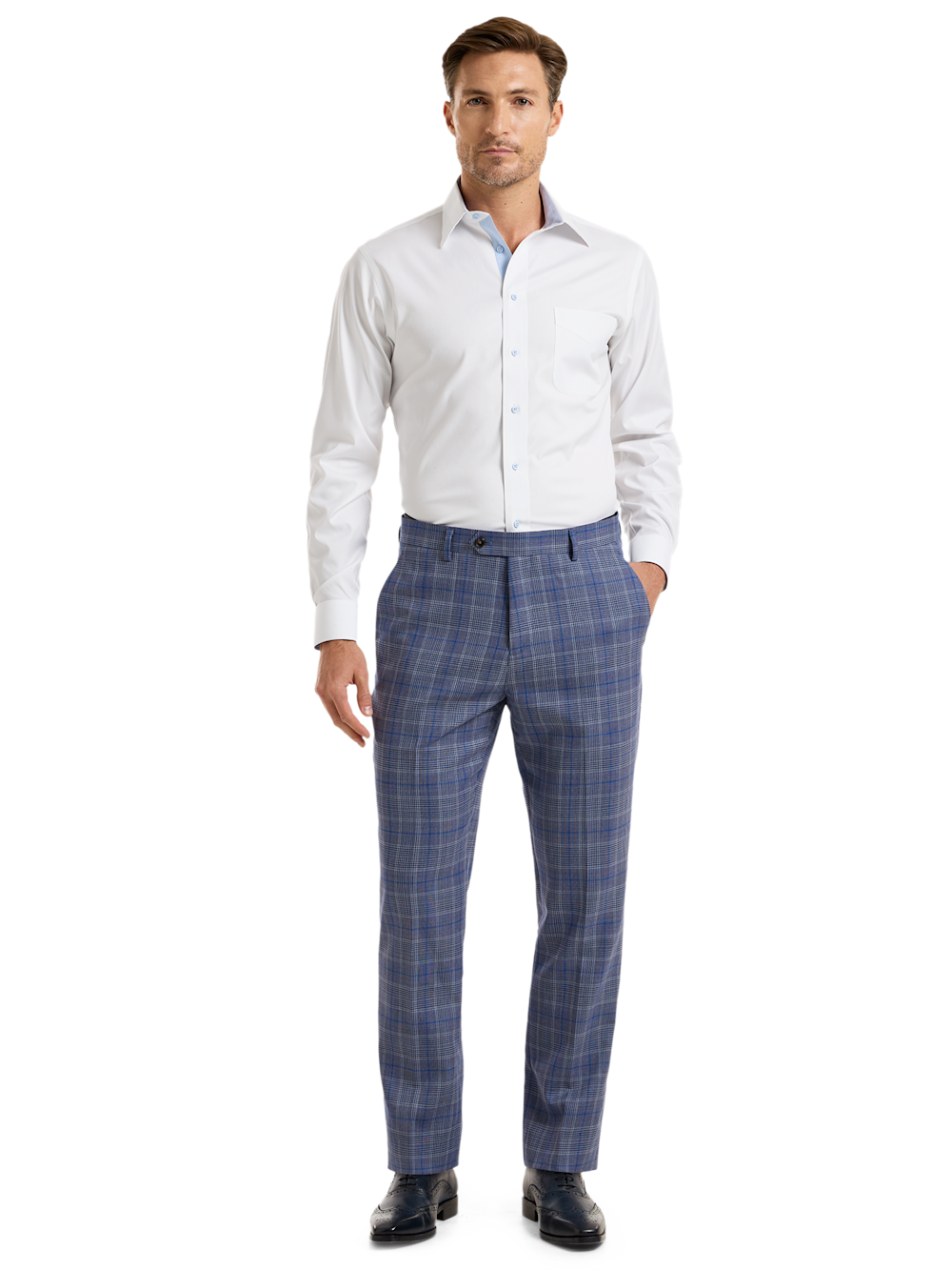 Alternate Shot of Men's Blue Plaid Suit 