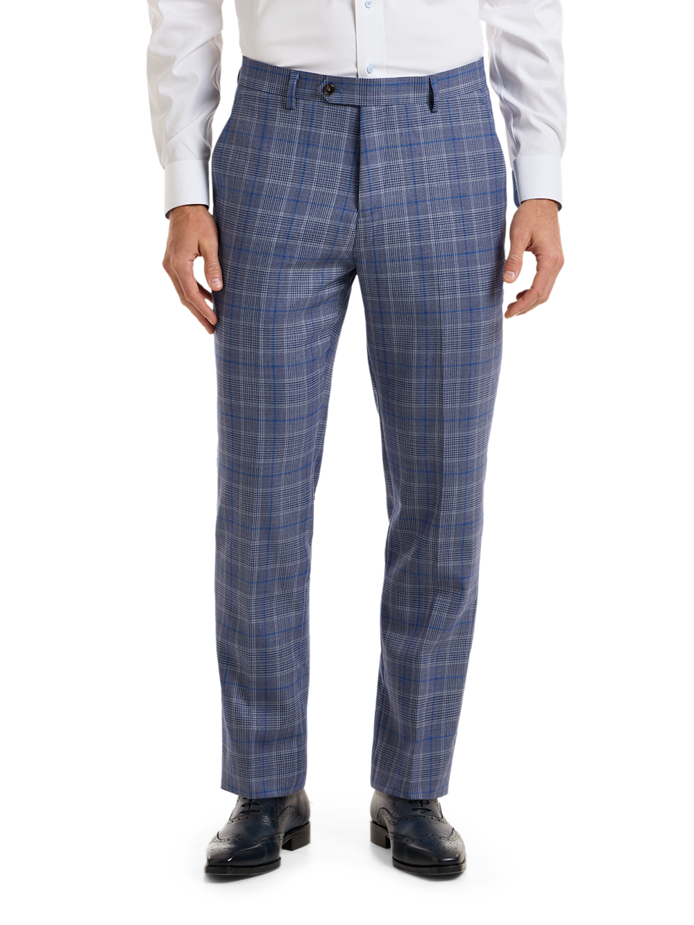 Alternate Shot of Men's Blue Plaid Suit  - 2