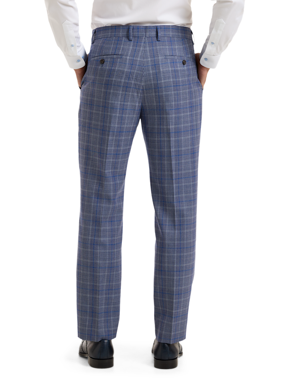 Alternate Shot of Men's Blue Plaid Suit  - 3