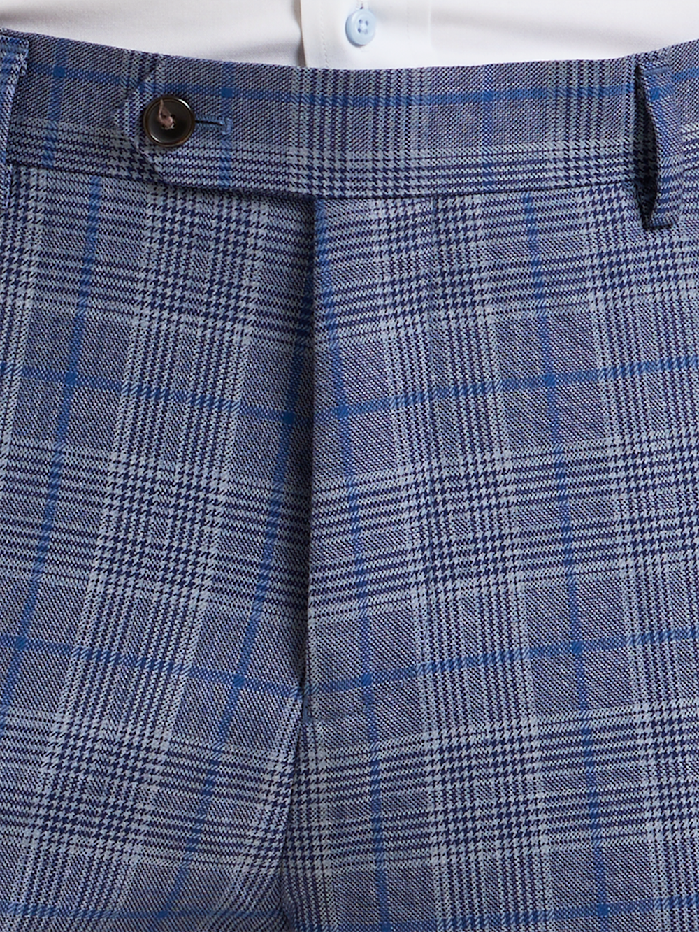 Alternate Shot of Men's Blue Plaid Suit  - 4