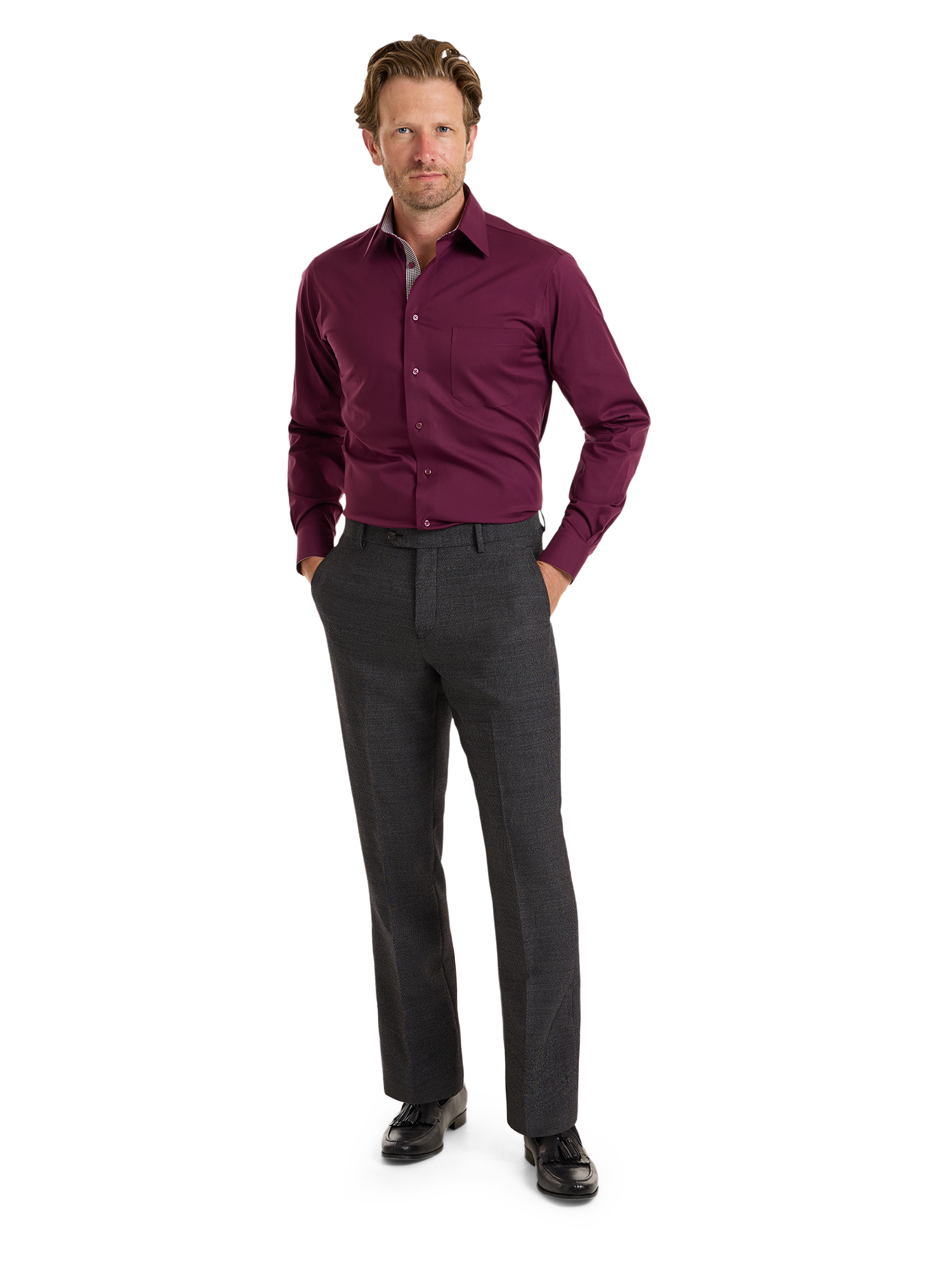 Alternate Shot of Men's Black/Grey Twill Suit 