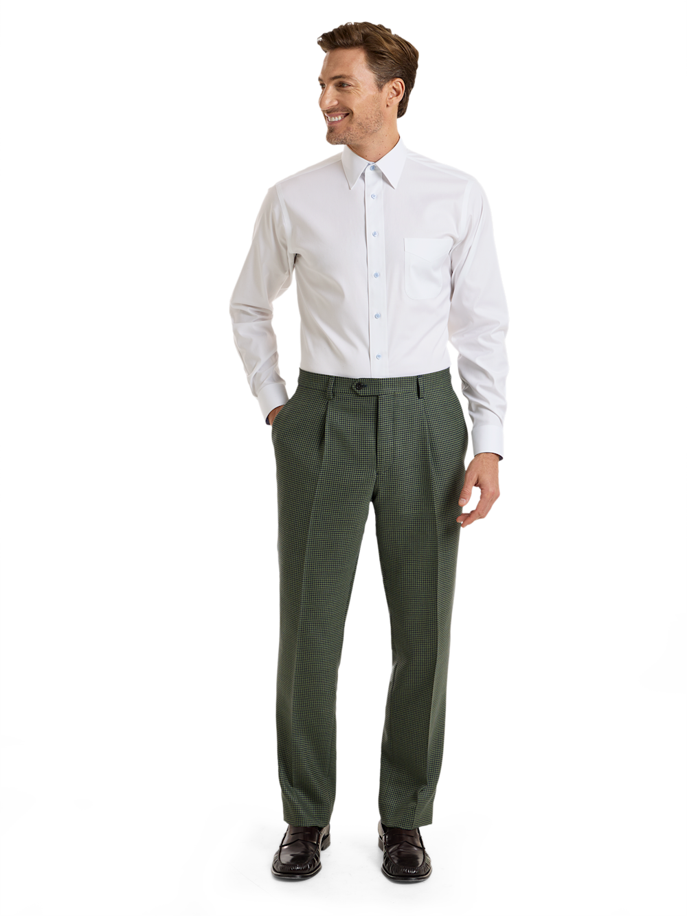 Alternate Shot of Men's Green/Navy Houndstooth Suit 