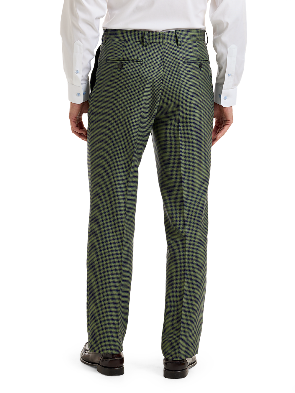 Alternate Shot of Men's Green/Navy Houndstooth Suit  - 3