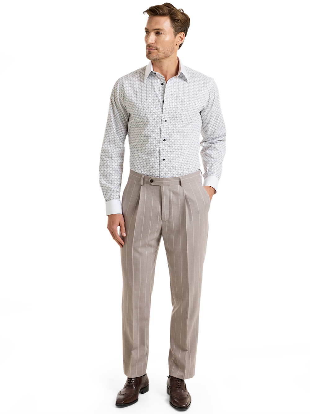Alternate Shot of Men's Taupe Stripe Suit 