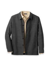 Cavalry Twill Wool Shirt Jacket Suit Jacket - Black/grey
