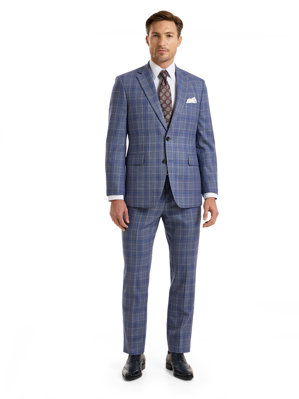 Alternate Shot of Men's Blue Plaid Suit 