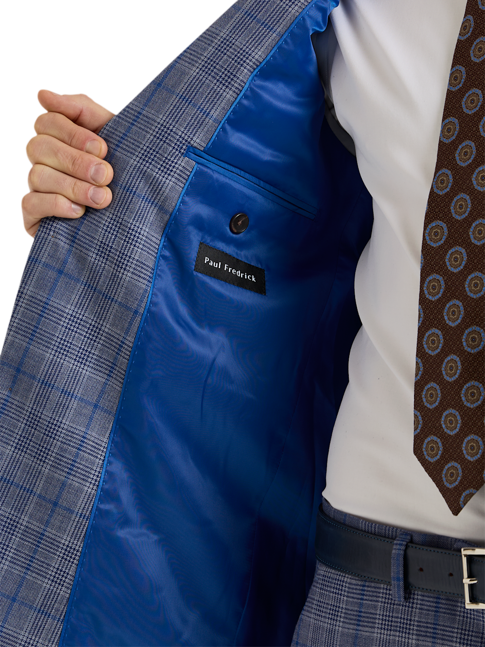 Alternate Shot of Men's Blue Plaid Suit  - 4