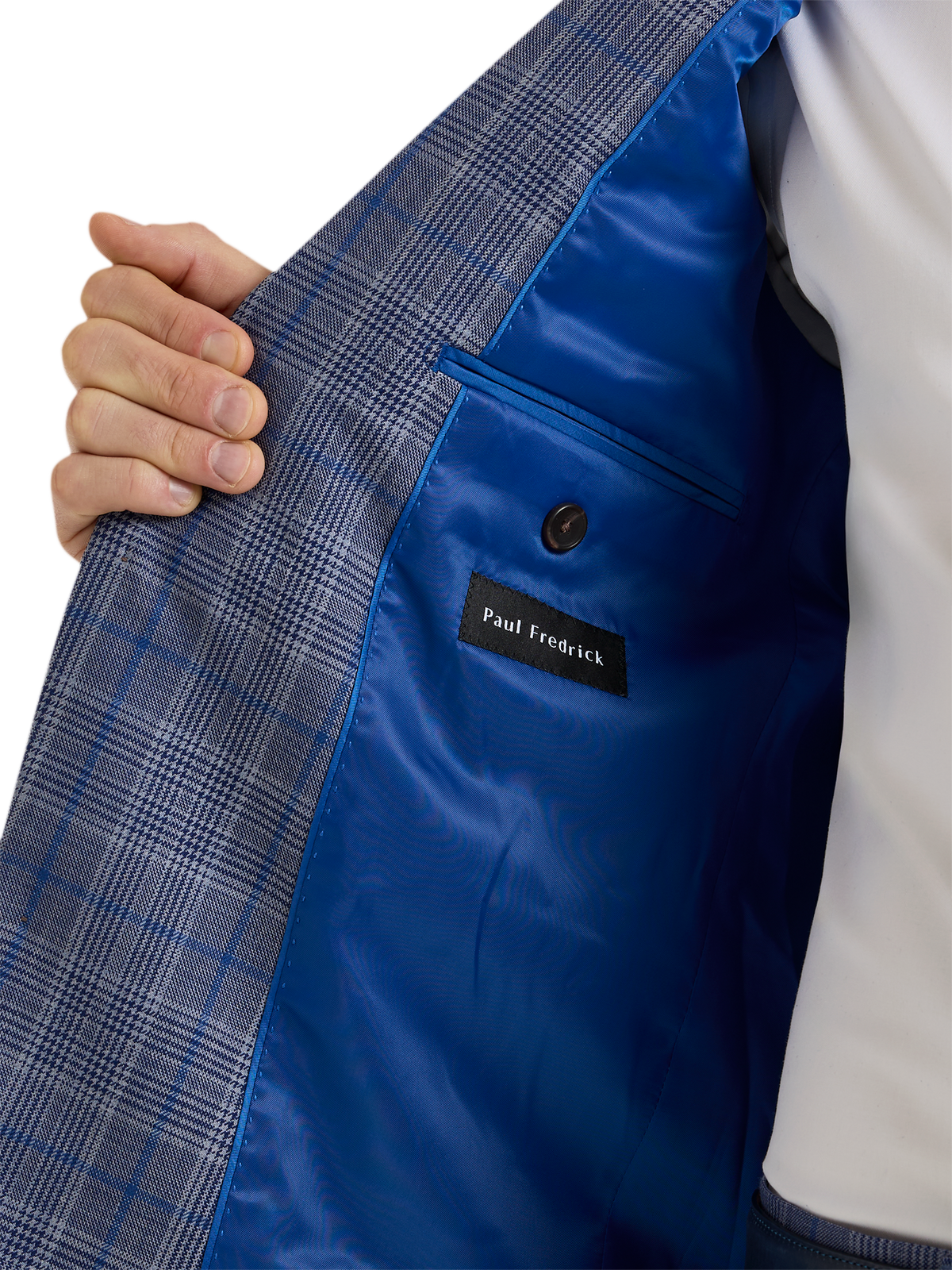 Wool Blend Single Breasted Notch Lapel Suit Jacket - Blue
