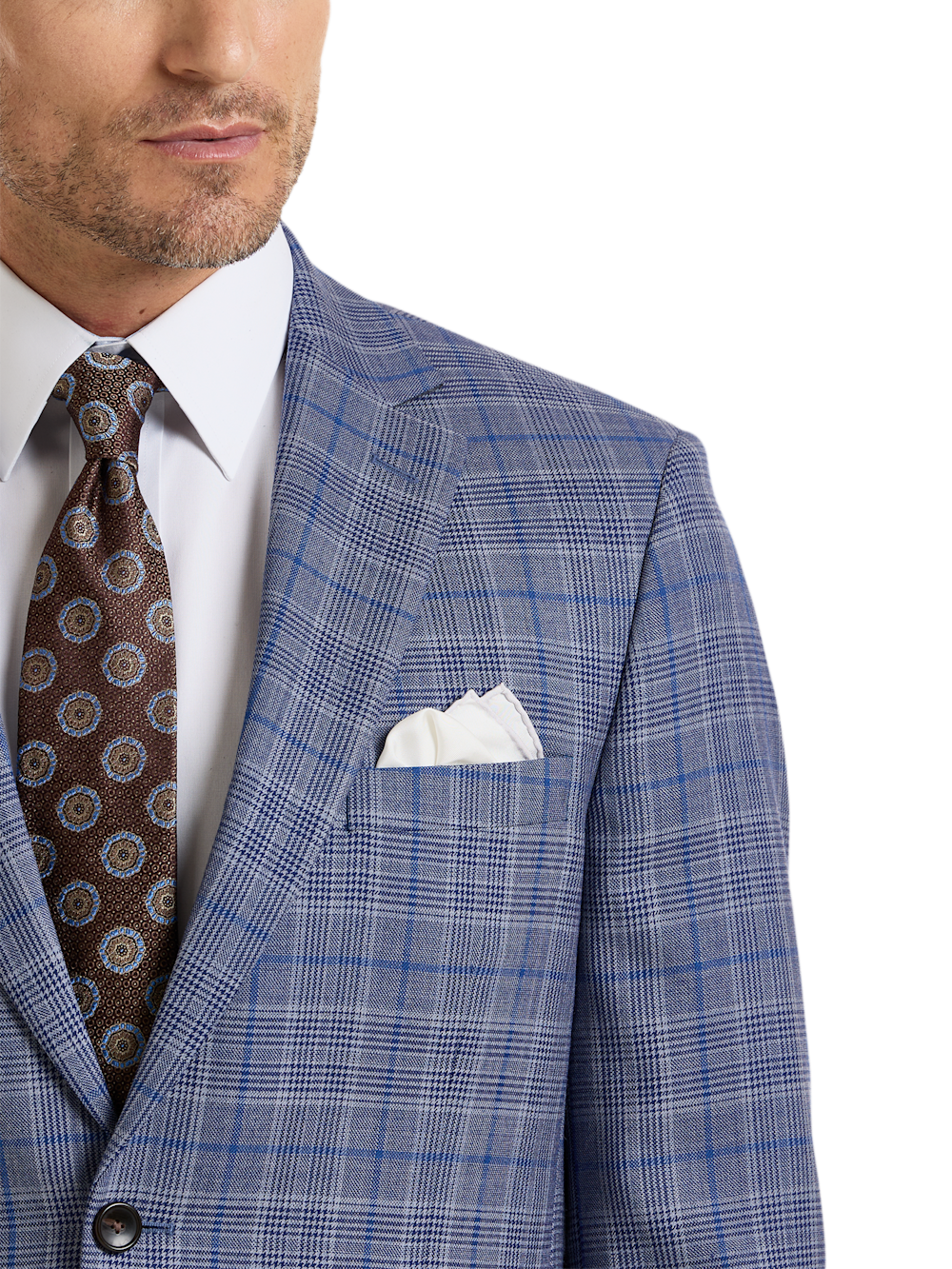 Alternate Shot of Men's Blue Plaid Suit  - 5