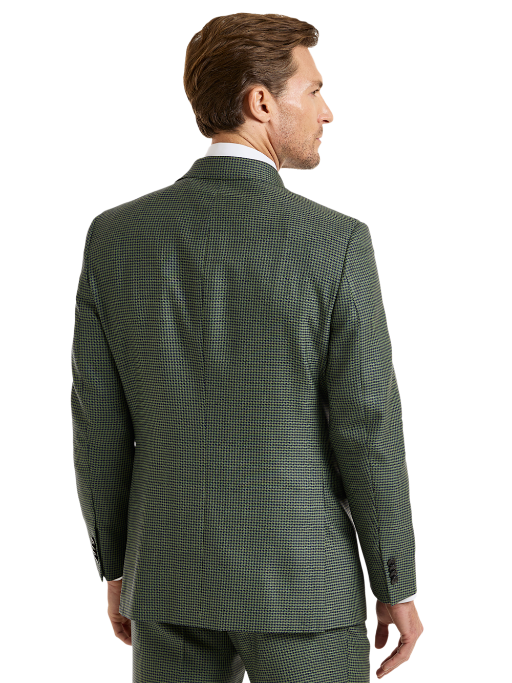 Alternate Shot of Men's Green/Navy Houndstooth Suit  - 6