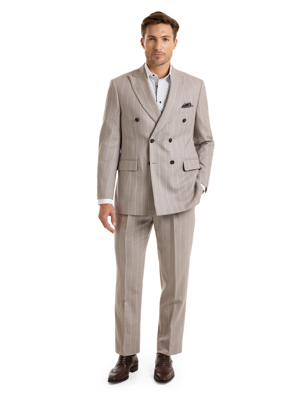Alternate Shot of Men's Taupe Stripe Suit 