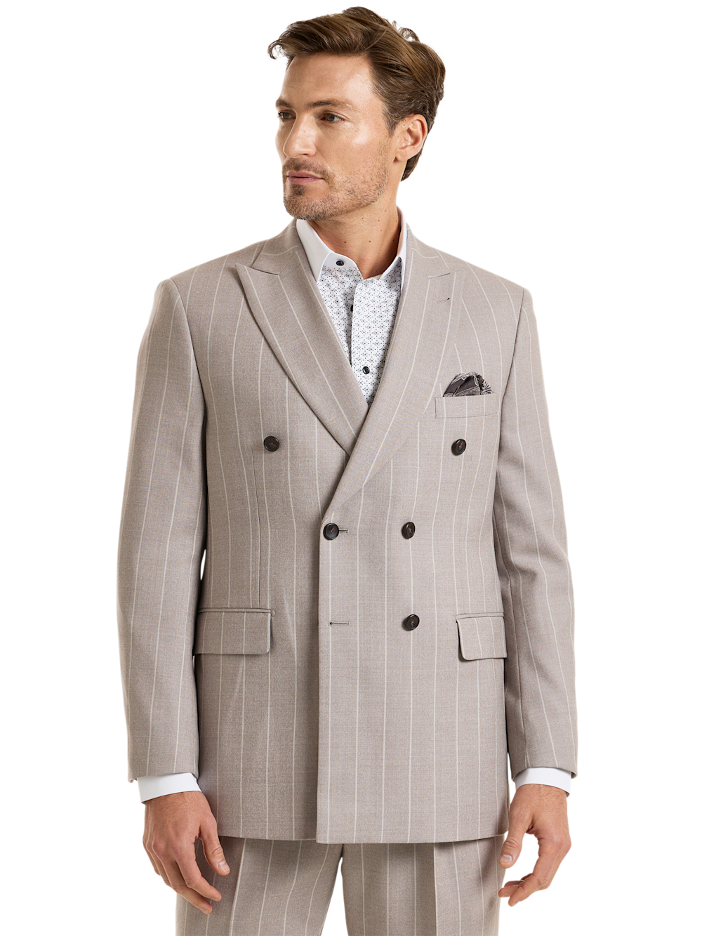 Alternate Shot of Men's Taupe Stripe Suit  - 2