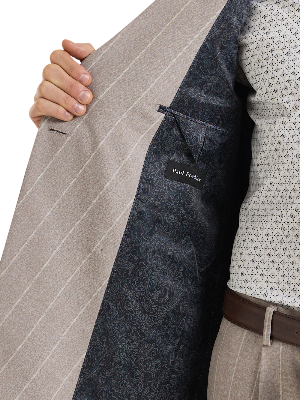 Alternate Shot of Men's Taupe Stripe Suit  - 4