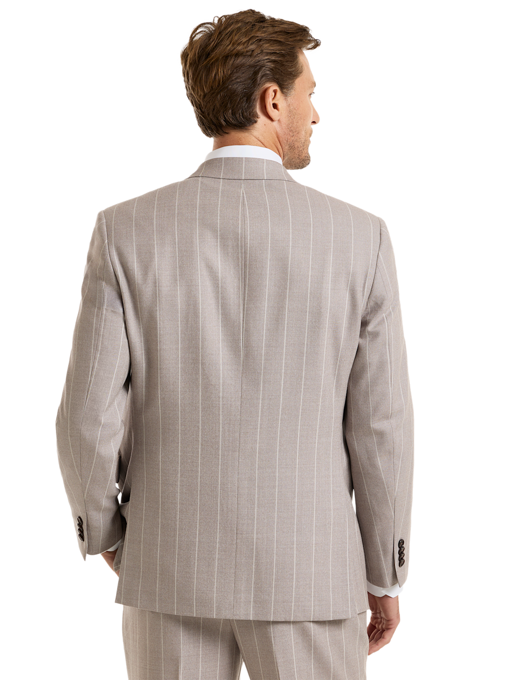 Alternate Shot of Men's Taupe Stripe Suit  - 6