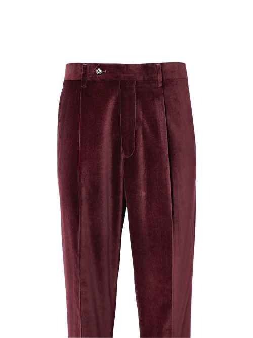 Cotton Velvet Single-Pleat Suit Pants - Wine – Paul Fredrick