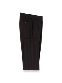 Wool Stretch Plaid Single Pleat Suit Pants - Black/red