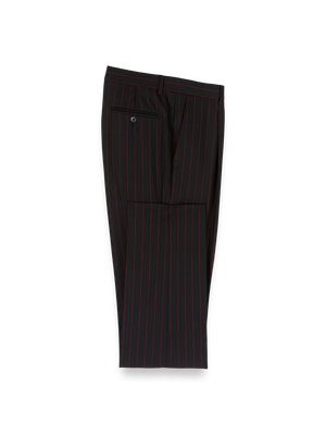Wool Stretch Plaid Single Pleat Suit Pants - Black/red