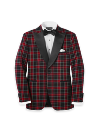 Tartan Single Breasted Peak Lapel Tuxedo Jacket - Black Multi