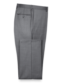 Classic Fit Sharkskin Flat Front Suit Pants - Grey