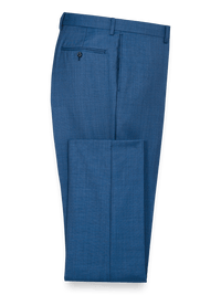 Classic Fit Sharkskin Flat Front Suit Pants - Slate Blue