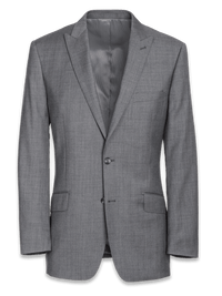 Tailored FIt Sharkskin Peak Lapel Suit Jacket - Grey