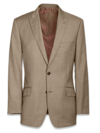 Tailored FIt Sharkskin Peak Lapel Suit Jacket - Tan