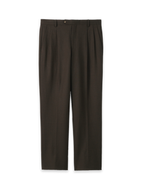 Wool Stretch Bengaline Suit Pants - Dark Brown