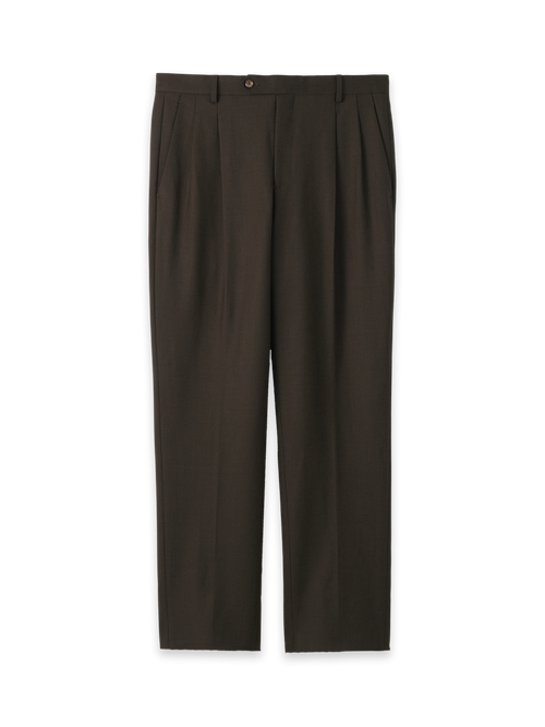 Wool Stretch Bengaline Suit Pants - Dark Brown