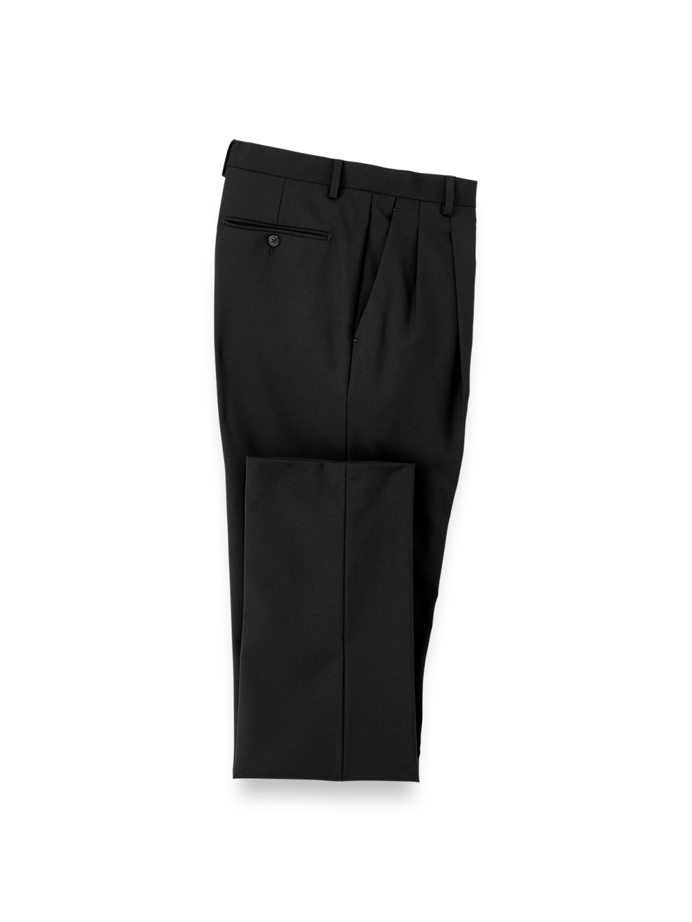 Wool Stretch Bengaline Suit Pants - Black Paul Fredrick Wool Stretch Bengaline Suit Pants - Black Paul Fredrick