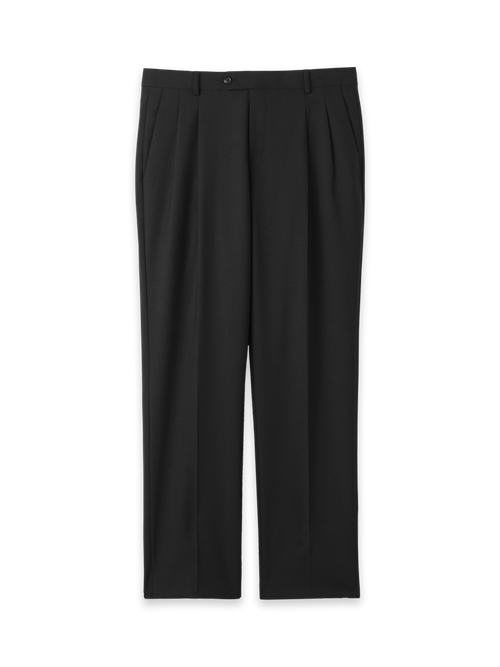 Wool Stretch Bengaline Suit Pants - Black