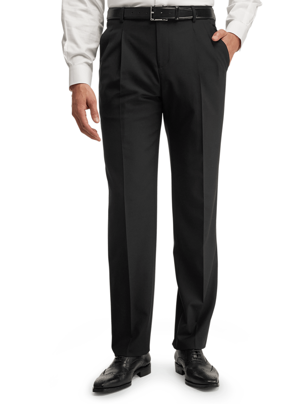 Alternate Image of Wool Stretch Bengaline Suit Pants-1#model_pleated front