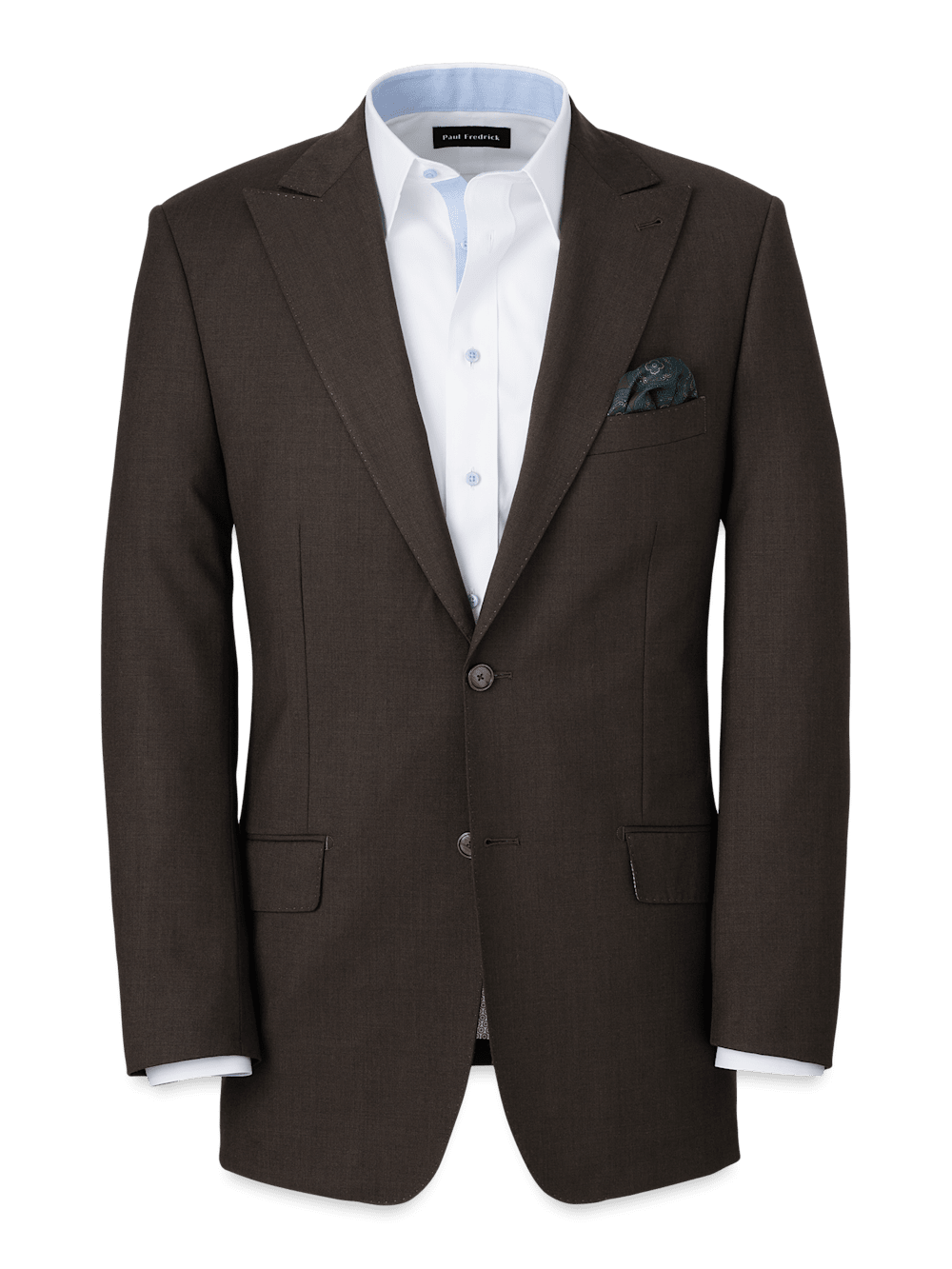 Product Image of Wool Stretch Bengaline Peak Lapel Suit Jacket-Dark Brown