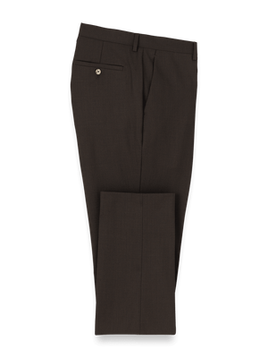 Wool Stretch Bengaline Suit Pants - Dark Brown