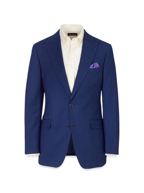 Wool Stretch Bengaline Peak Lapel Suit Jacket - Blue – Paul Fredrick