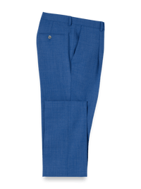 Wool Stretch Bengaline Single Pleated Suit Pants - French Blue