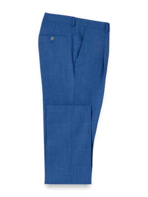 Wool Stretch Bengaline Single Pleated Suit Pants - French Blue