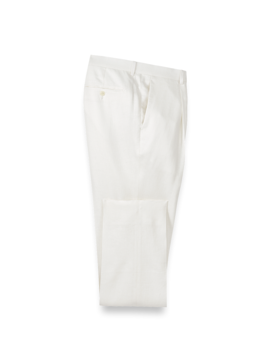 Linen Blend Single Pleat Suit Pants - White – Paul Fredrick