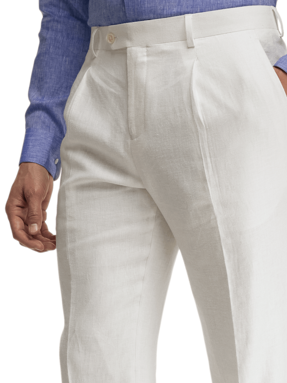 Linen Blend Single Pleat Suit Pants - White 35 Linen Blend Single Pleat Suit Pants - White 35