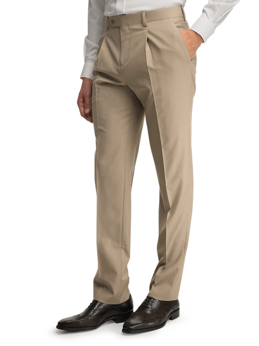 wool pleated dress pants Allen Grey Stretch Wool Pleated Dress Pant