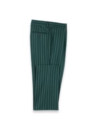Wool Stretch Stripe Single Pleat Suit Pants - Dark Green