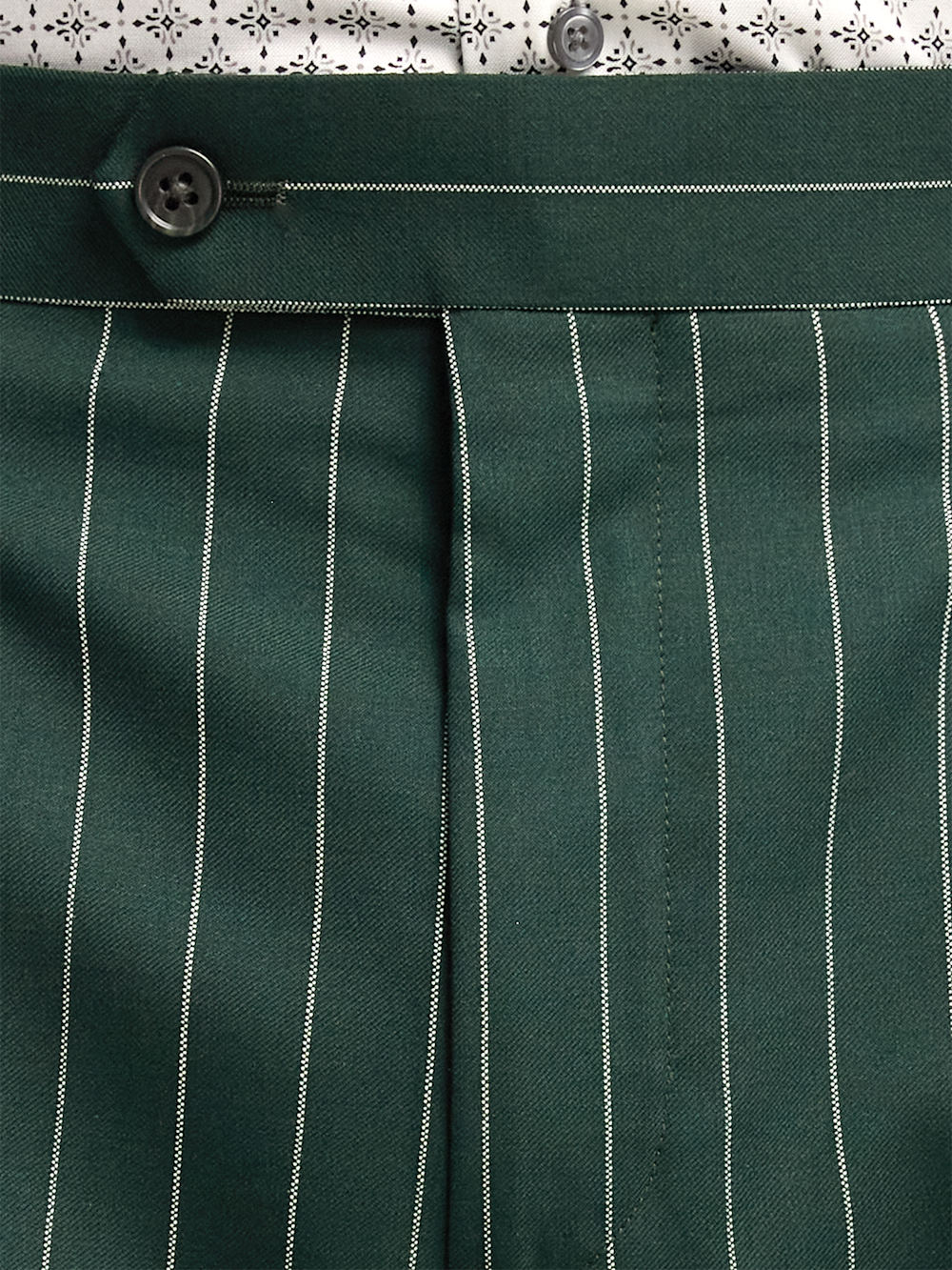 Wool Stretch Stripe Single Pleat Suit Pants - Dark Green Paul Fredrick Wool Stretch Stripe Single Pleat Suit Pants - Dark Green Paul Fredrick