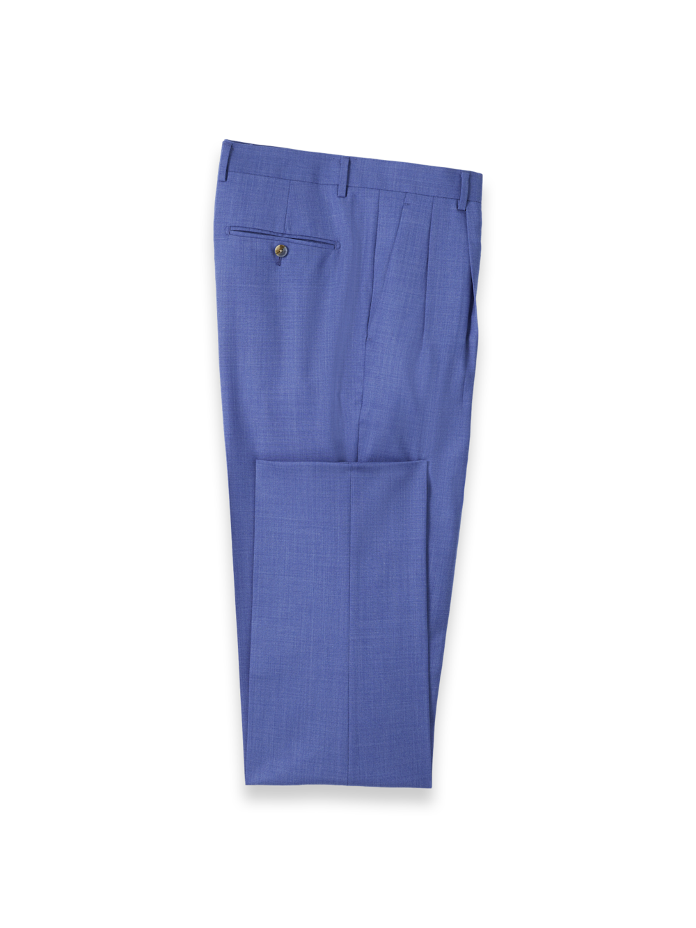 Product Image of French Blue Wool Stretch Bengaline Double Pleated Suit Pants-French Blue