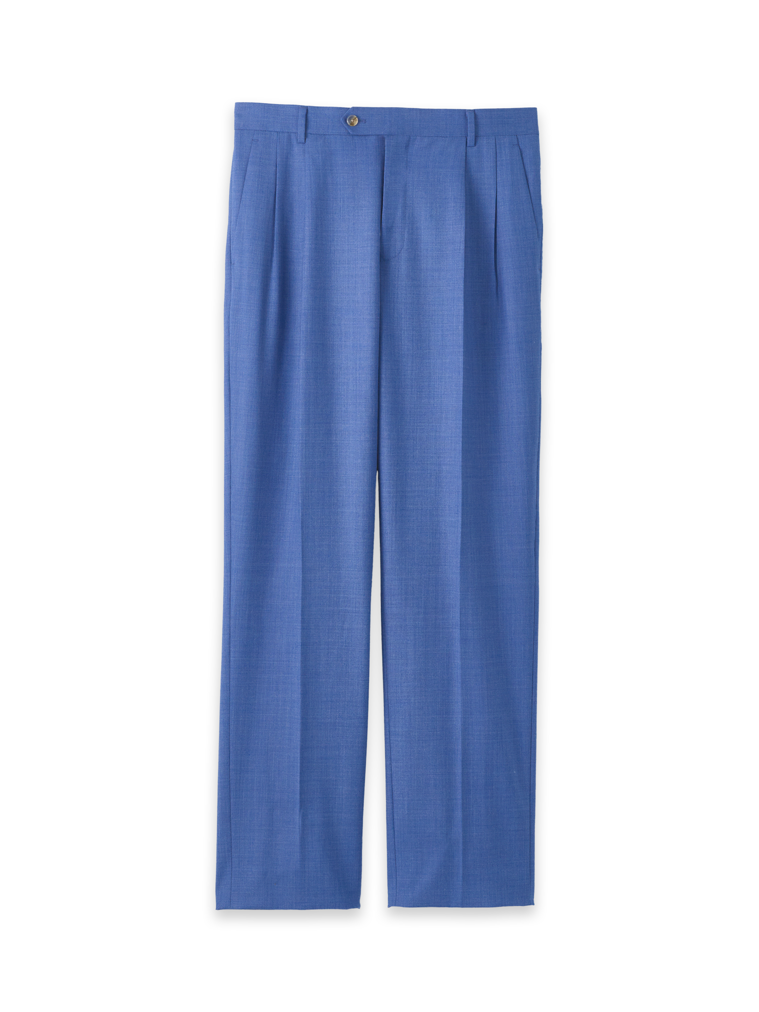 Product Image of Wool Stretch Bengaline Double Suit Pants-French Blue#model_pleated front