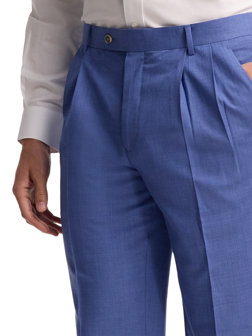 Alternate Image of French Blue Wool Stretch Bengaline Double Pleated Suit Pants-2
