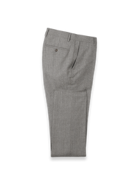 Black/White Wool Glen Plaid Flat Front Suit Pants - Black/white