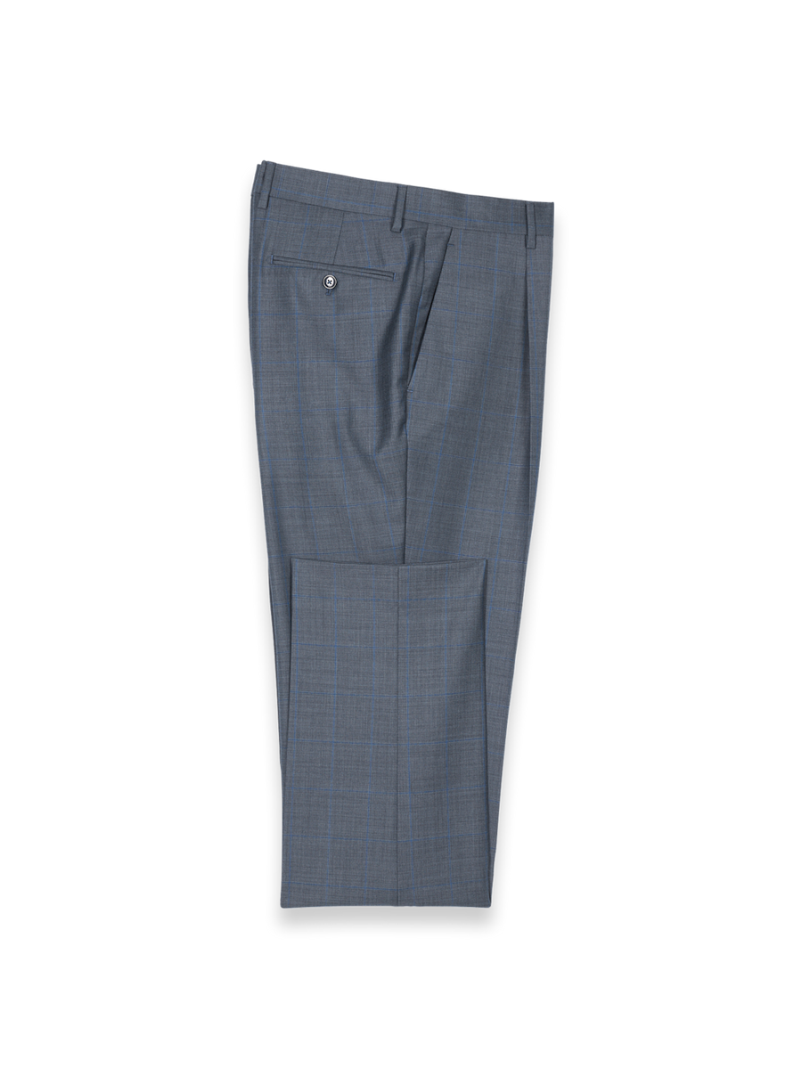 Charcoal Wool Windowpane Single Pleated Pants - Charcoal – Paul