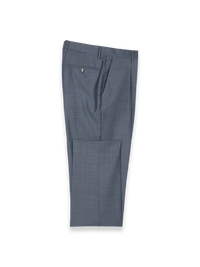Charcoal Wool Windowpane Single Pleated Pants - Charcoal