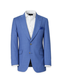 Wool Stretch Bengaline Peak Lapel Suit Jacket - French Blue