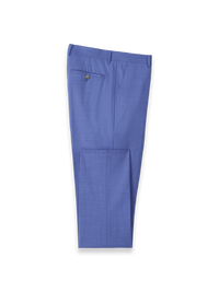 Wool Stretch Bengaline Flat Front Suit Pants - French Blue