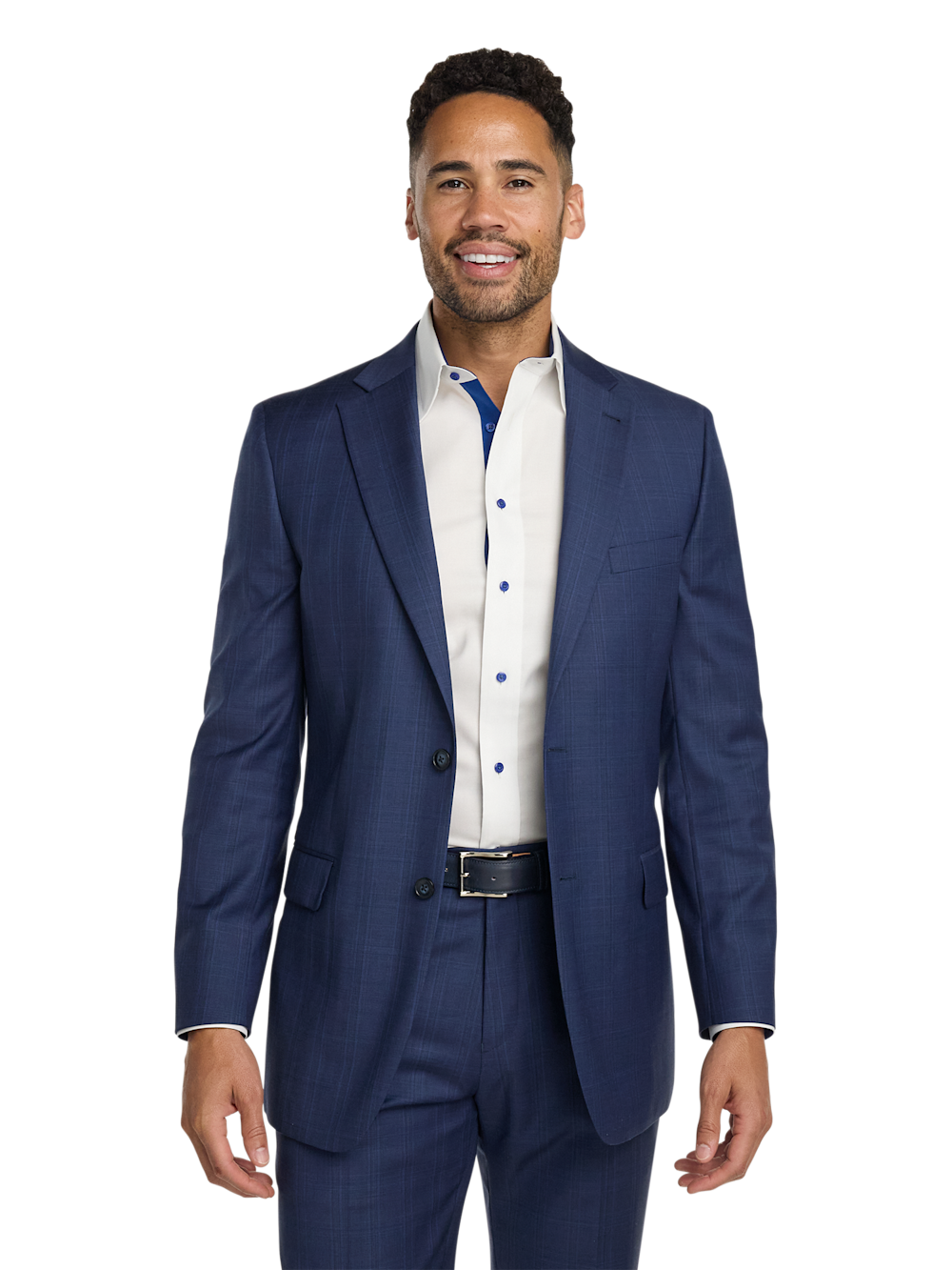 Alternate Image of Wool Blend Plaid Single Breasted Notch Lapel Suit Jacket-1